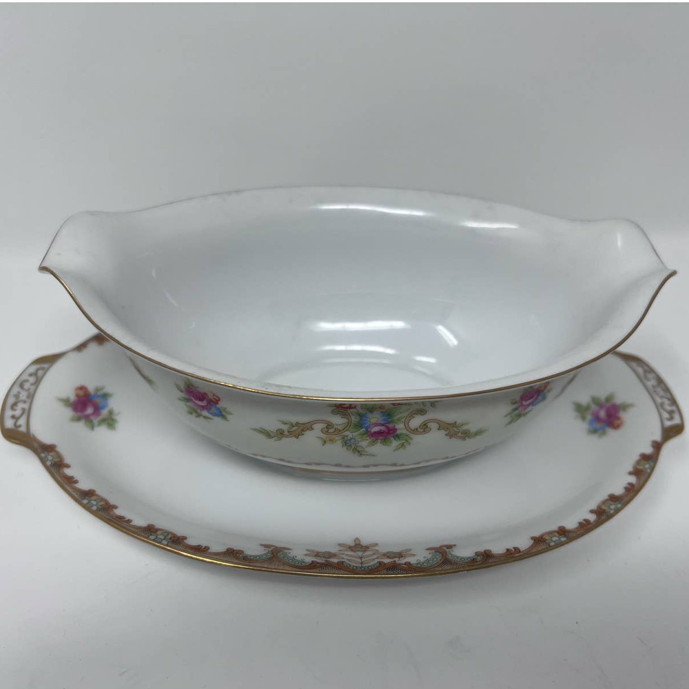 Regal by Sango Japan Gravy Boat Attached Under Plate Double Pour‎ Spout Bowl